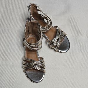 kidpik Shiny Silver Strappy Sandals